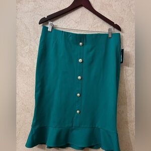 Messini Green Faux Button-Down Skirt
